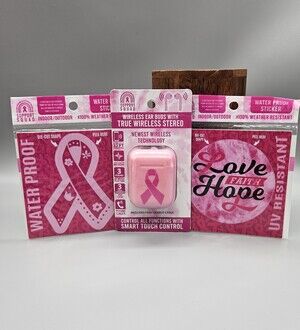 Breast Cancer Awareness Wireless Ear Buds  & Waterproof Stickers
